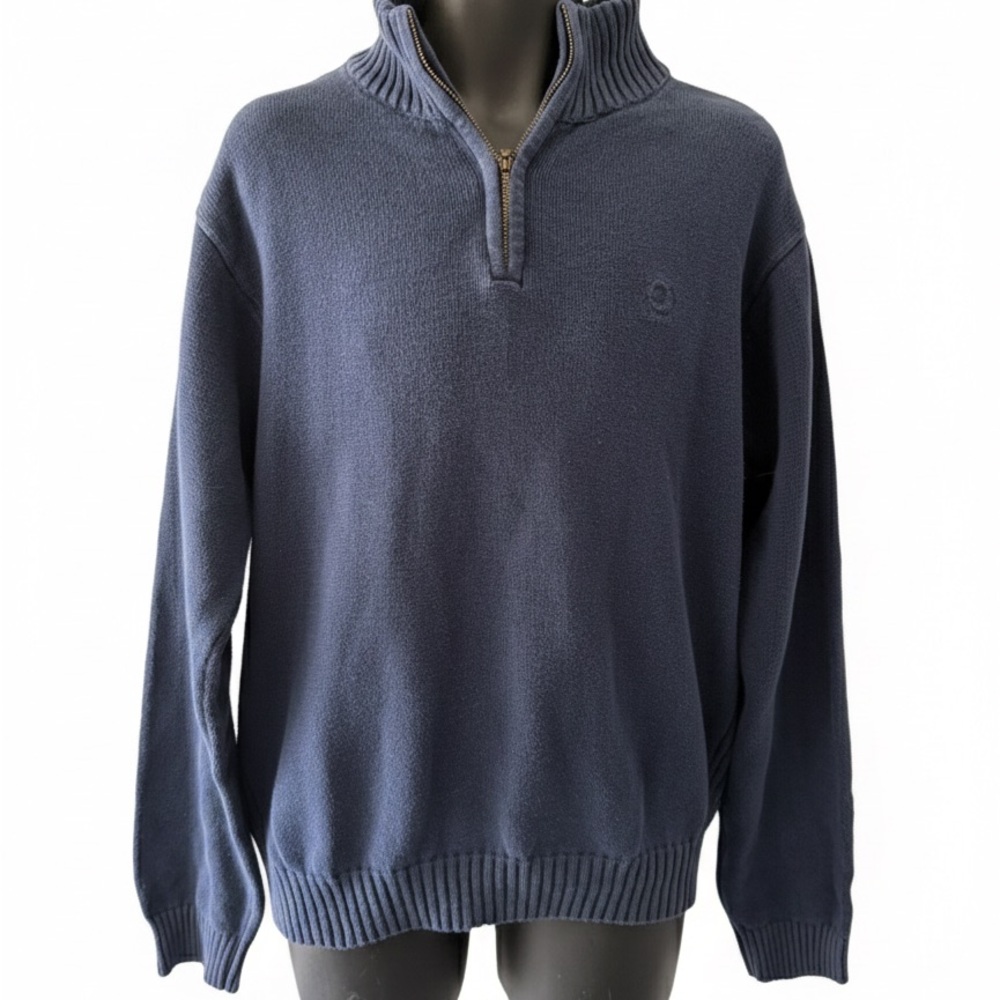 IZOD Men's Blue Quarter-Zip Knit Sweater - Size Large